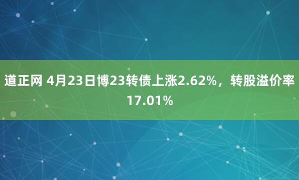 道正网 4月23日博23转债上涨2.62%，转股溢价率17.01%